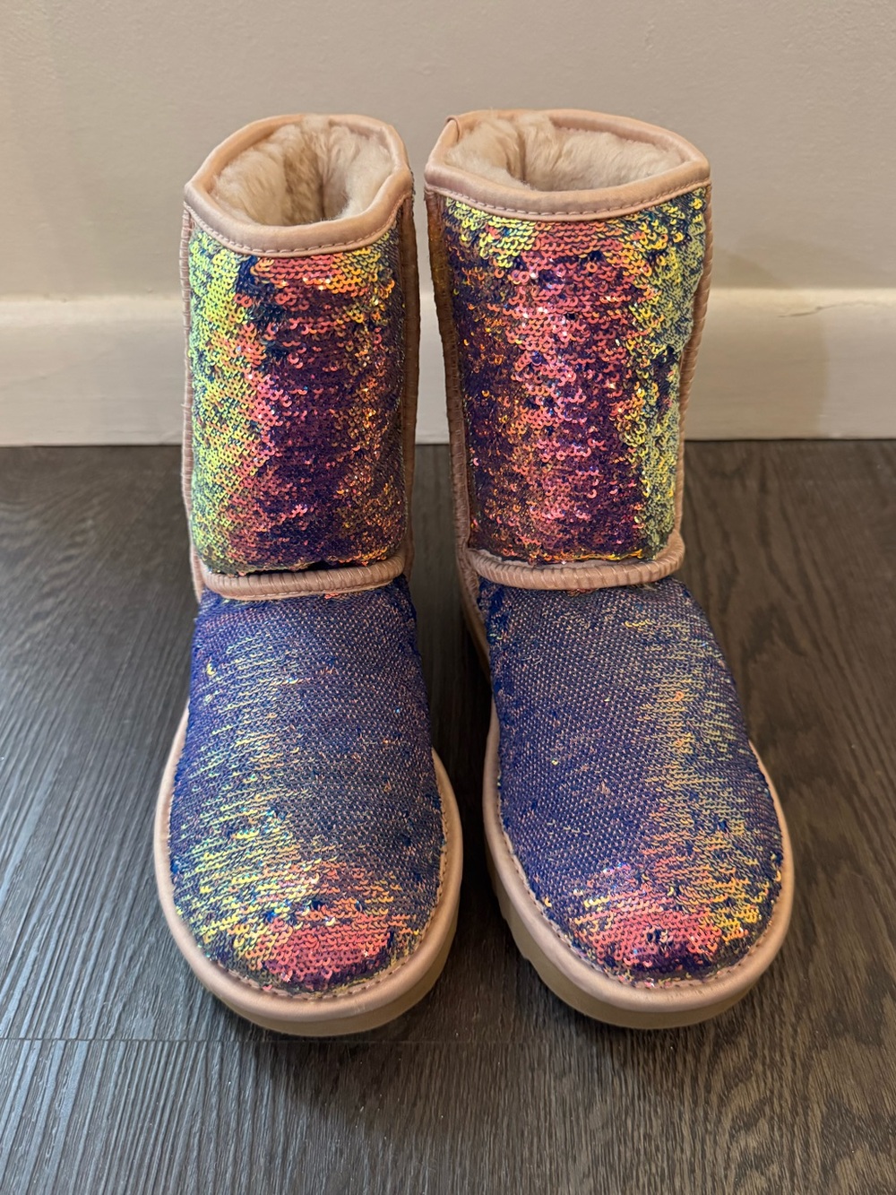 UGG Pink Sequin Classic Boots